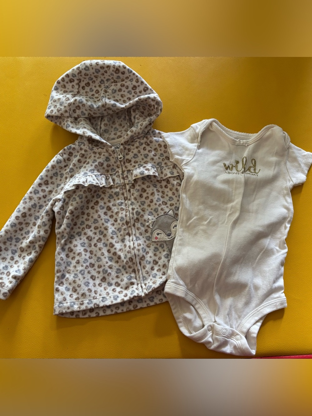 child of mine Cream Leopard Hooded Jacket & White Bodysuit Set